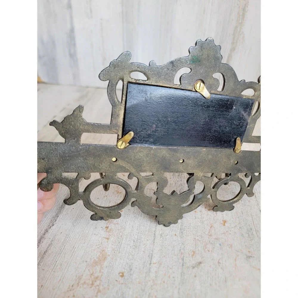 Vintage antique brass? wall hanging hook coat tie gilded rack metal wall